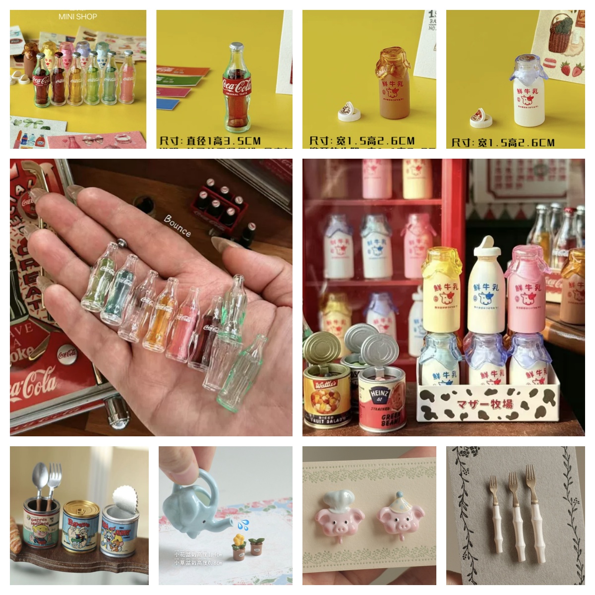 Miniature Baking Kitchen - Mini Cola Milk Bottle Set 6