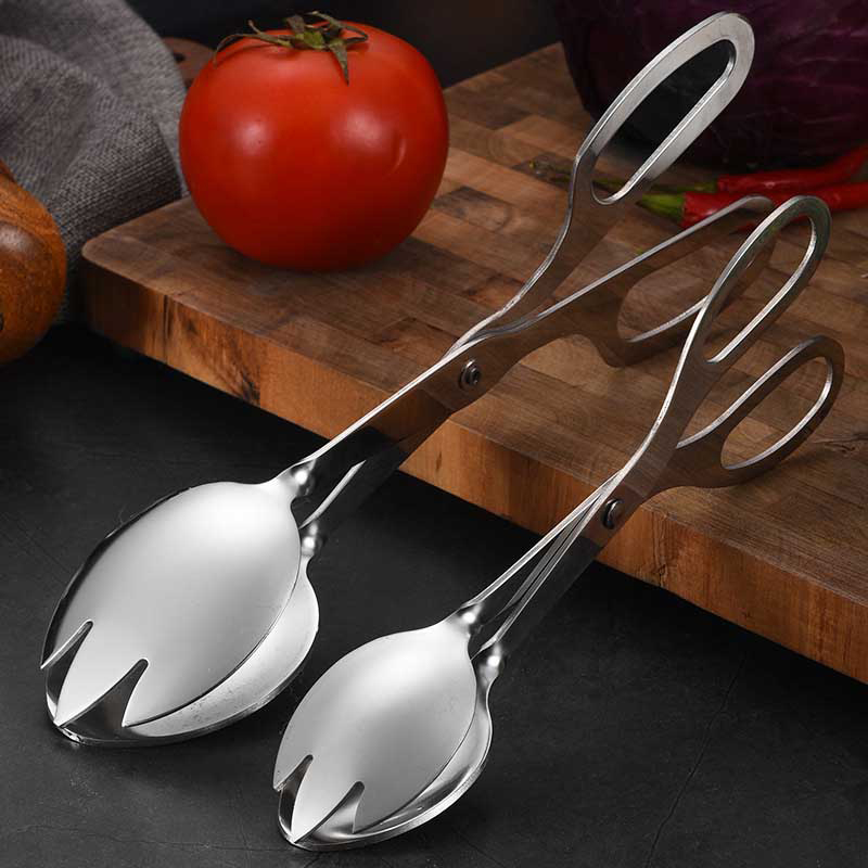 Kitchen Baking Ware - 1Pc Stainless Steel Buffet Tongs Silver