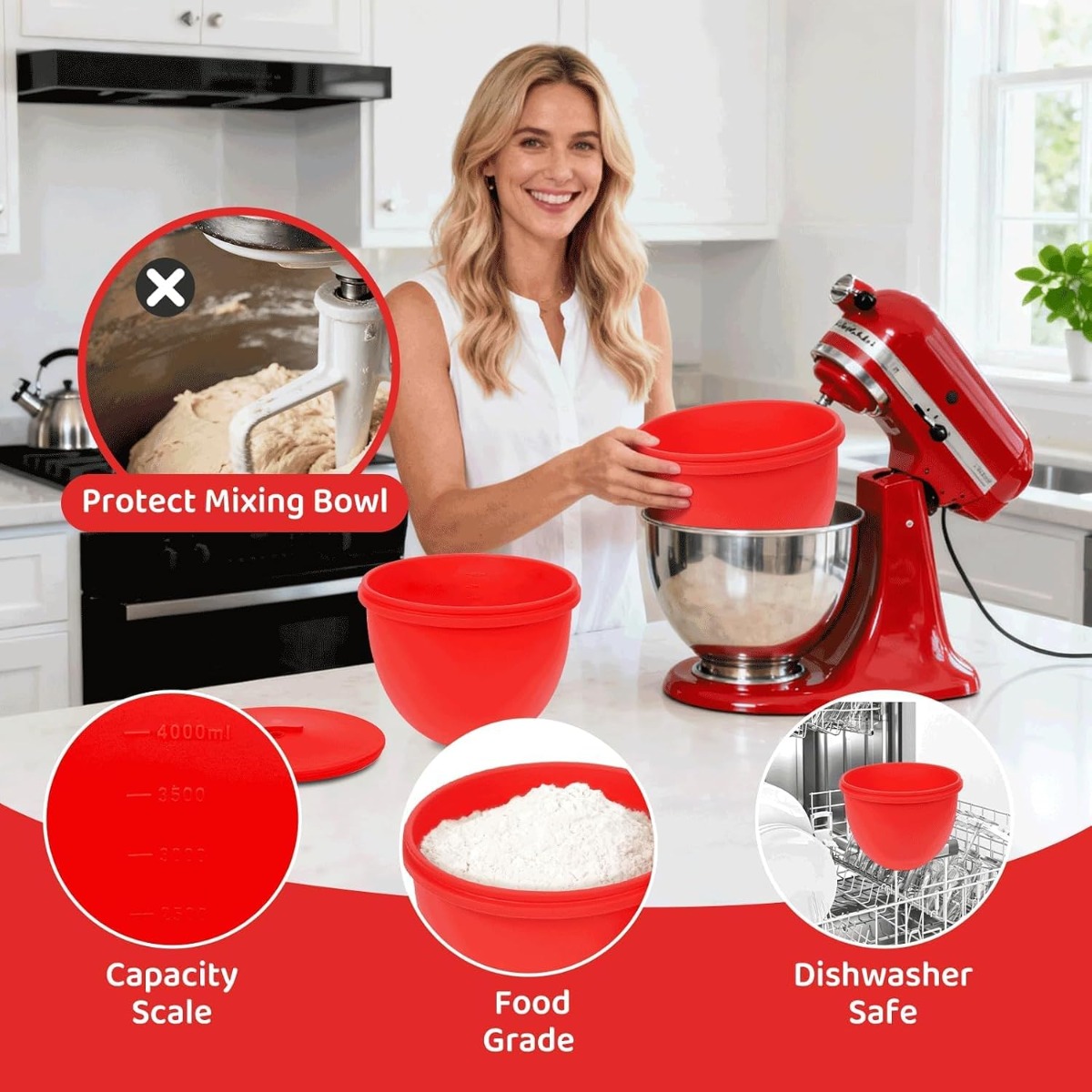 Silicone Mixer Bowl Liner with - Kitchen Baking Aid ulasan dan harga