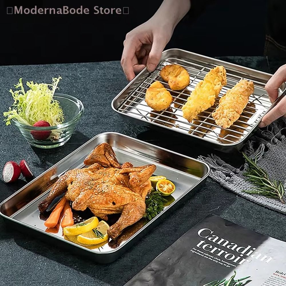 Portable Non-Stick Stainless S - Kitchen Baking Tray Rack ulasan dan harga