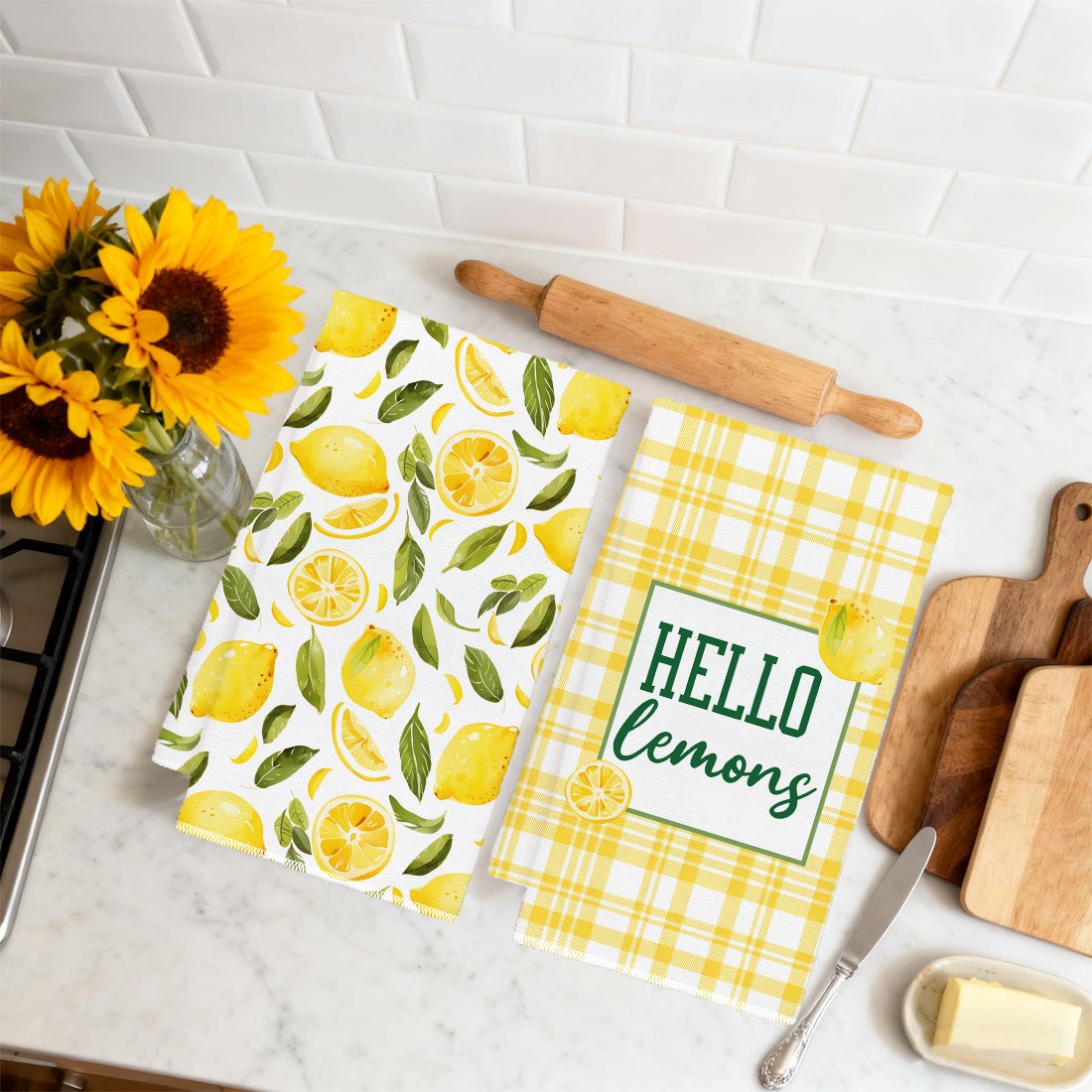2Pcs, Yellow and White Checker - Kitchen Baking Necessities ulasan dan harga