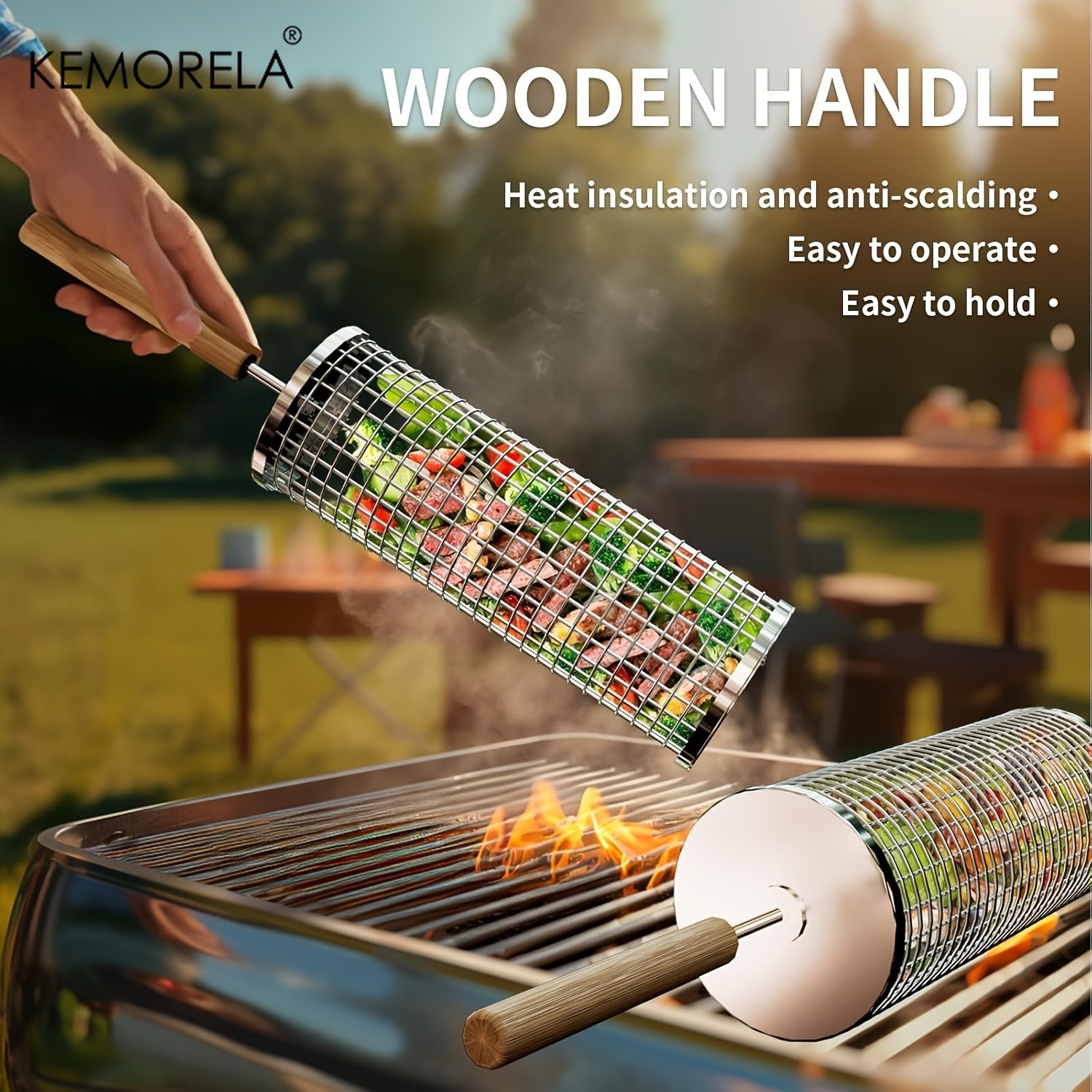 Round Barbecue Grill Basket Se - Kitchen Baking Tray Rack ulasan dan harga