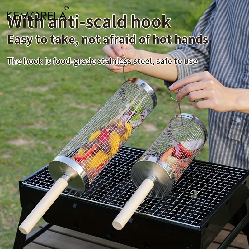 Round Barbecue Grill Basket Se - Kitchen Baking Tray Rack ulasan dan harga