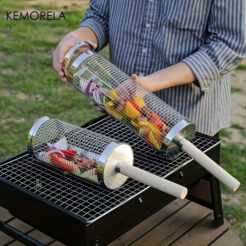 Round Barbecue Grill Basket Se - Kitchen Baking Tray Rack ulasan dan harga